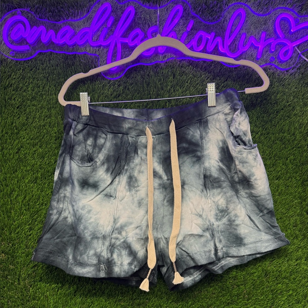 POL Women's Athletic Tie-Dye Shorts in Black and Cream